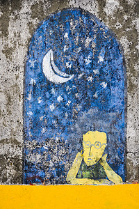 安涂鸦智利Chiloe岛安古德的格拉菲提蓝色海洋历史涂鸦教会旅行公园旅游背景