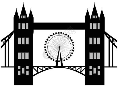 卡通塔桥和隆登眼影的图像 矢量插图在白色背景中被孤立背景图片