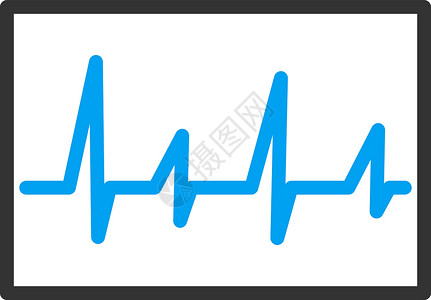 心跳图心电图图标灰色心脏救护车字形脉搏情况频率医学心电图蓝色插画