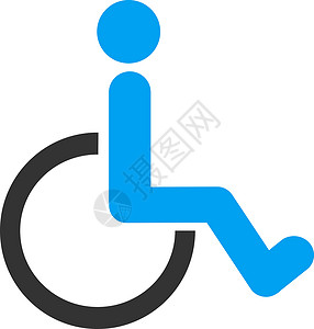 残疾人图标残障卫生间医院人士蓝色扶手椅字形座位轮椅洗手间背景图片