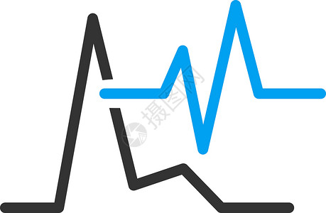 灰色图Ecg 图标蓝色心脏病学图表韵律诊断脉冲有氧运动心电图频率字形插画