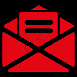 打开打开邮件图标信封备忘录邮政电子邮件红色邮资通讯垃圾邮件字形黑色背景图片