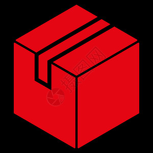 红色档案套包图标背景字形船运派对盒子货物送货纸盒礼物黑色插画