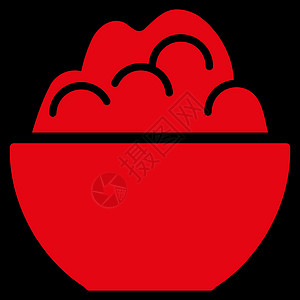 糁游客图标稀饭营养黑色早餐字形背景红色厨房食物餐厅插画