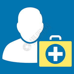 急救人图标医师药店保健医院救护车护理人员蓝色黄色白色工具背景图片