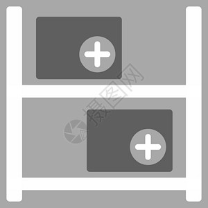 医疗仓库图标货物橱柜银色灰色商品白色援助物流产品内阁背景图片