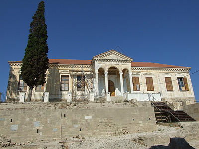 古代建筑博物馆蓝色天空黄色背景图片