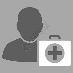 急救人图标情况白色护理人员医疗救援治疗成套紧迫感灰色医生背景图片