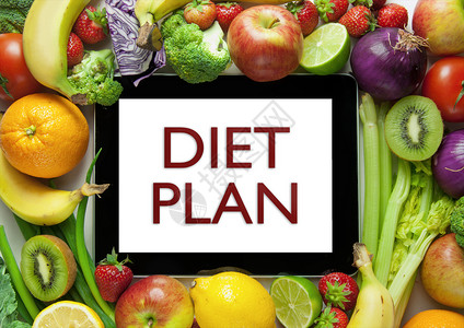 饮食计划减肥食物数数决议肥胖水果蔬菜营养盘子背景图片