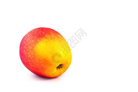 红黄苹果分离白底背景食物宏观水果自然黄色白色红色素食背景图片