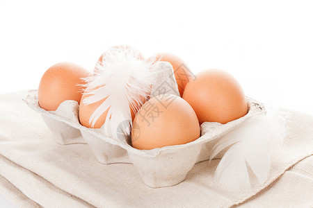 棕色羽毛有机鸡蛋工作室早餐营养饮食食物水平家禽棕色盒子羽毛背景