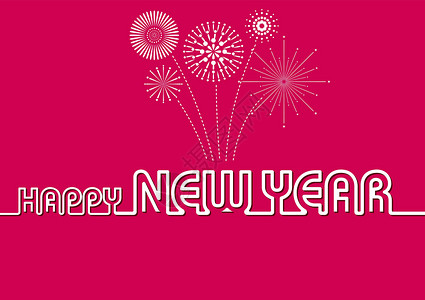 新年快乐新年问候邀请函插图粉色庆典明信片烟花背景图片