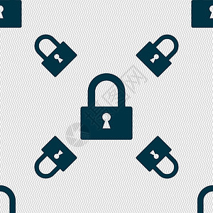 锁定标志图标 储物柜符号 具有几何纹理的无缝模式 向量密码互联网创造力标签插图质量按钮钥匙徽章网络背景图片