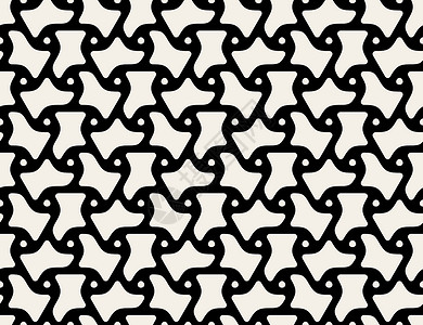 矢量 黑色和白色三角形对称无宽度几何模式马赛克风格织物正方形装饰品窗饰装饰包装创造力六角形背景图片