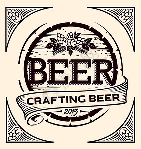 啤酒标签酒花麦芽打印背景图片