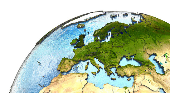 欧洲地球上的欧洲海洋大洲浮雕宽慰边框地形国家世界插图行星背景图片