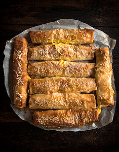 芝士派饼棒空白面包糕点食谱芝麻广告菜单早餐美食摄影背景图片