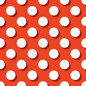 红色背景上大白波尔卡点的反向矢量模式背景图片