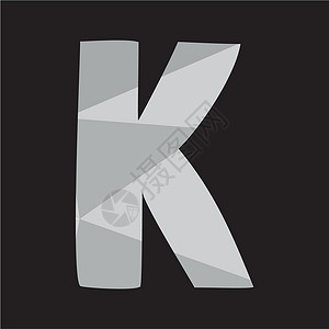 在黑色背景插图中孤立的 K 矢量字母字母背景图片