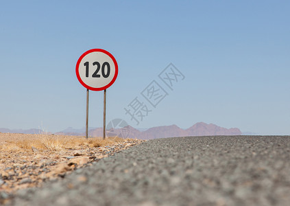 英里每小时纳米比亚一条沙漠公路上限速标志纳米布手表柏油沥青国家衬套圆形速度丘陵极限背景