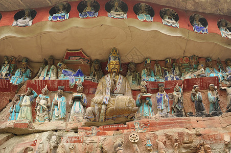 波丁山岩雕刻石刻石头佛教徒洞穴悬崖业力经文投胎哲学寺庙背景图片
