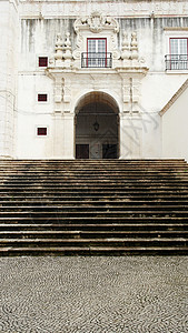 修道院 葡萄牙里斯本国家晴天圆顶旅行教会城市蓝色河口天空石头背景图片