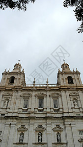 修道院 葡萄牙里斯本旅行石头天际教会景观蓝色圆顶风景天空行为背景图片