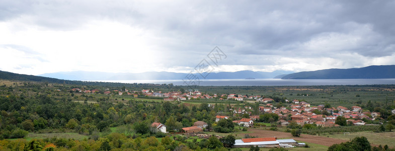 湖滨湖 马西多尼亚 全景背景图片