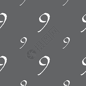 9 个图标符号 灰色背景上的无缝模式 矢量邮票插图成就按钮质量标签数字徽章背景图片