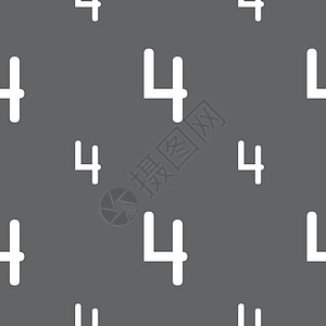 数字 4 图标符号 灰色背景上的无缝模式 矢量徽章邮票质量按钮成就标签插图背景图片
