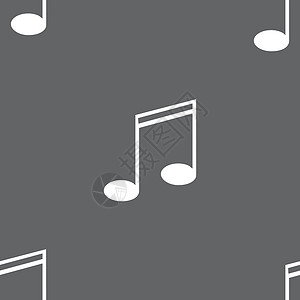 灰色音符素材音乐笔记标志图标 音乐符号 灰色背景上的无缝模式 向量钥匙质量海豹创造力插图标签邮票旋律徽章按钮插画
