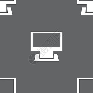 计算机宽屏监视器符号图标 灰色背景上的无缝模式 矢量圆圈屏幕海豹质量令牌插图电视导航白色邮票背景图片