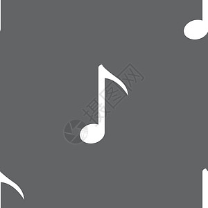 音乐笔记图标符号 在灰色背景上的无缝模式 矢量按钮插图艺术背景图片