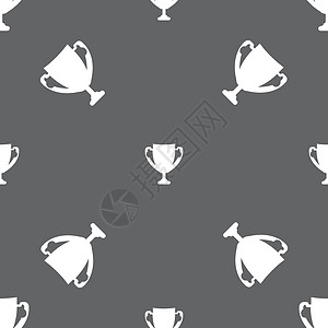 灰色杯子赢家杯牌图标 获奖者符号的授标 酸盐 无缝模式在灰色背景上 矢量令牌海豹质量青铜杯子艺术插图按钮冠军徽章插画