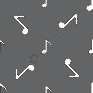 音乐笔记图标符号 在灰色背景上的无缝模式 矢量按钮艺术插图背景图片