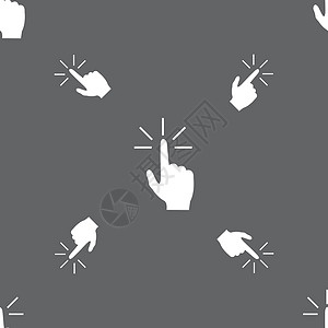 在此单击手图标符号 灰色背景上的无缝模式 矢量海豹指针电脑按钮手指插图创造力质量光标背景图片