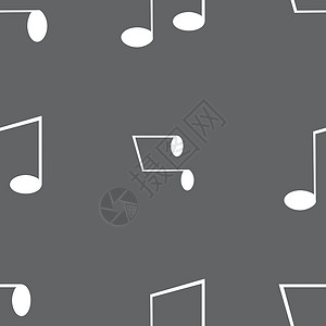 音乐笔记标志图标 音乐符号 灰色背景上的无缝模式 向量令牌钥匙创造力按钮邮票插图旋律海豹徽章质量背景图片