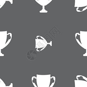 灰色杯子赢家杯牌图标 获奖者符号的授标 酸盐 无缝模式在灰色背景上 矢量冠军青铜标签海豹创造力质量按钮艺术令牌圆圈插画