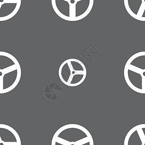 方向盘图标符号 灰色背景上的无缝模式 矢量车轮艺术司机驾驶运输车辆控制汽车学校插图背景图片