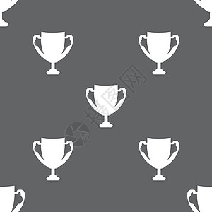 灰色杯子赢家杯牌图标 获奖者符号的授标 酸盐 无缝模式在灰色背景上 矢量标签插图海豹杯子圆圈令牌徽章按钮邮票艺术插画