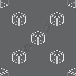 3d 立方体图标符号 灰色背景上的无缝模式 矢量技术徽章添加剂创造力按钮体积角落导航令牌插图背景图片