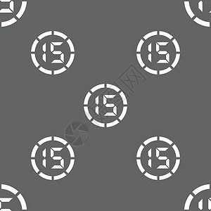 15 秒站表图标符号 灰色背景上的无缝模式 矢量徽章间隔插图创造力计时器海豹圆形按钮时间质量背景图片