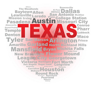 得克萨斯心脏插图艺术绘画城市词云艺术品背景图片