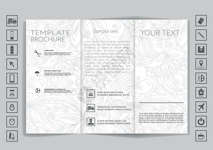 模拟矢量设计商业折叠海报传单小样杂志背景插图打印文件夹背景图片