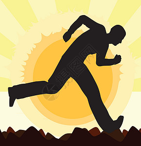 正在运行的 人环影插图男性太阳绘画跑步背景图片