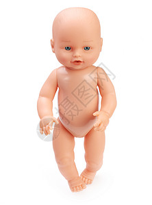 白色孤立的婴儿娃娃玩具小狗婴儿期童年孩子玩物背景图片