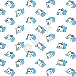 可爱的卡通猫模式墙纸宠物小猫卡通片乐趣艺术婴儿白色动物插图背景图片