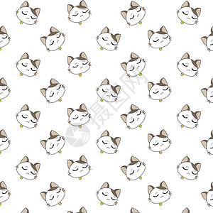 可爱的卡通猫模式白色小猫宠物动物猫科墙纸猫咪乐趣艺术卡通片背景图片