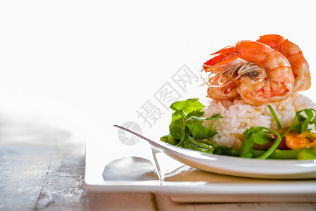泰海菜盘健康木头海鲜绿色午餐橙子蔬菜辣椒芦笋油炸背景