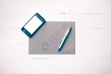 电话笔刷素材带棕色纸和笔刷样式的手机笔记本商业白色展示电话电脑技术职场记事本药片背景